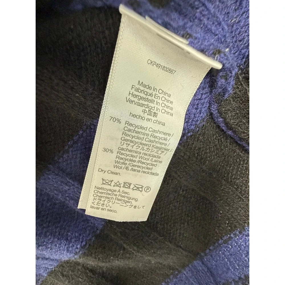 Madewell Recycled Cashmere Wool Blend Striped Mock Neck Sweater Black Blue M
